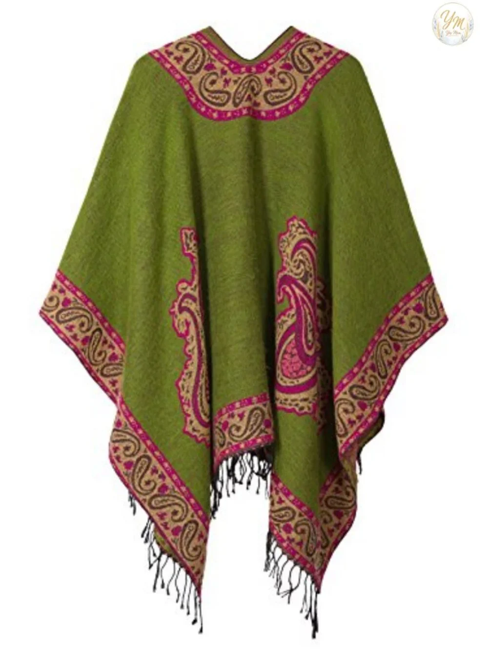 Women's Vintage Pattern Tassel Poncho Shawl Cape Wrap Sleeveless